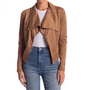 Romeo & Juliet Couture Tobacco Brown Waterfall Faux Suede Jacket